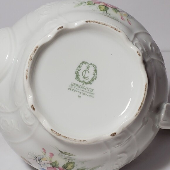 Bernadotte Teapot Czechoslovakia Butterfly Floral Vintage - Picture 9 of 11